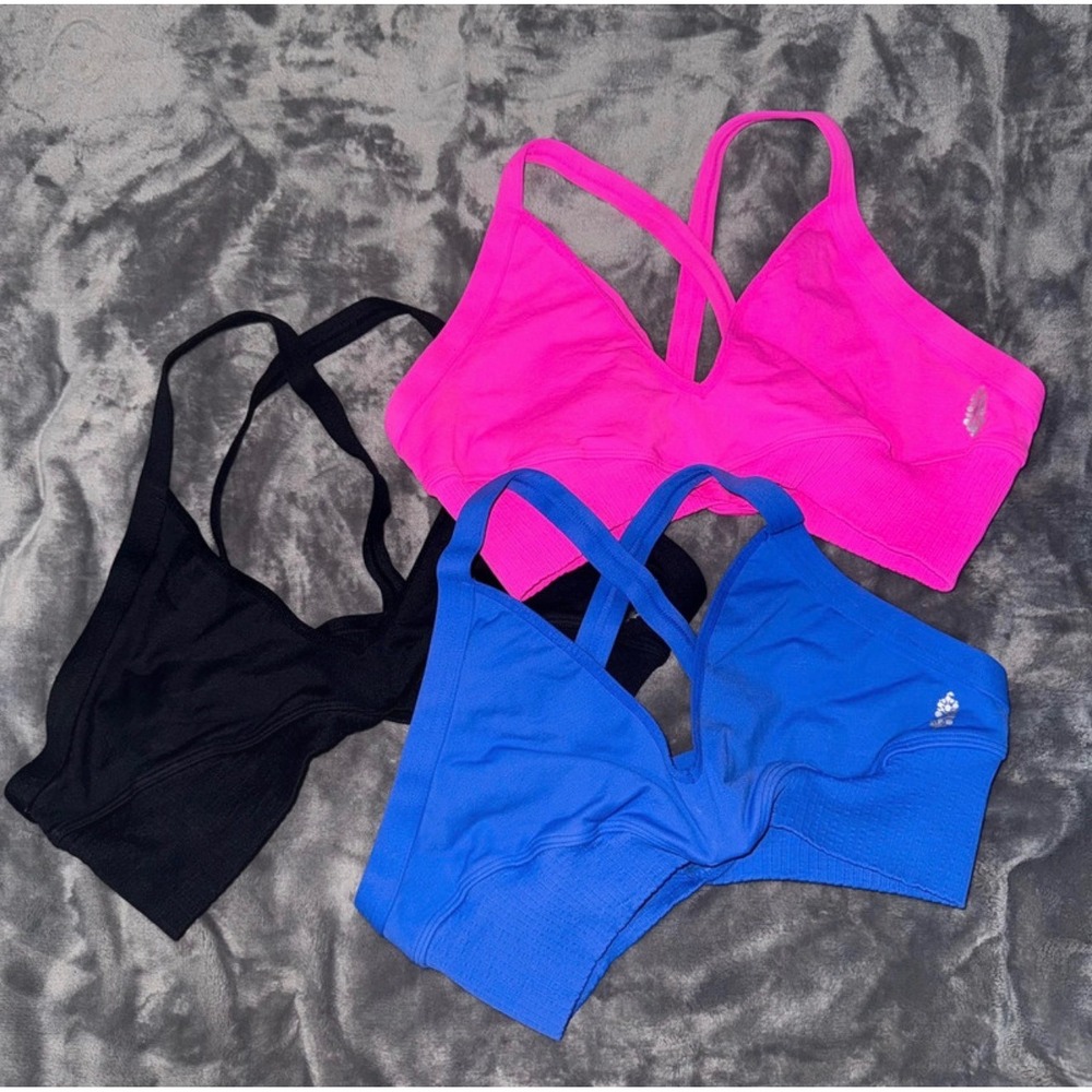Free People FP Movement Good Karma Super Plunge Bra Women M/L Active Yoga Bundle